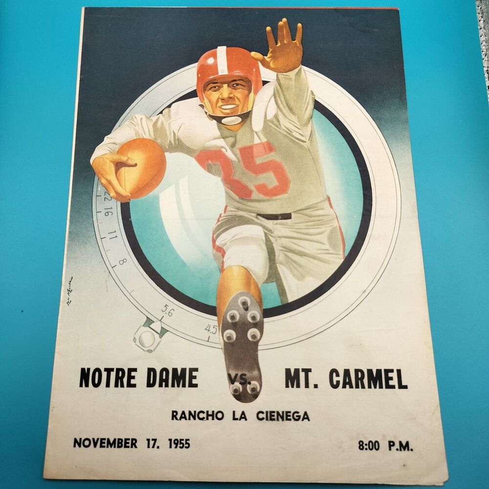 1955 Notre Dame vs. Mt. Carmel Football Program Vintage NCAA College Game